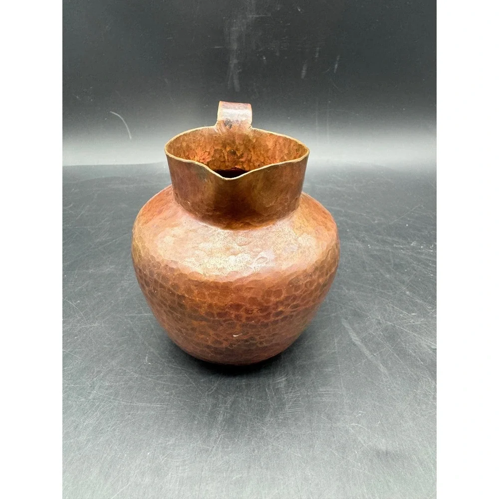 Vintage Hand Hammered Copper Pitcher Jug Rustic Farmhouse Vase 4.5